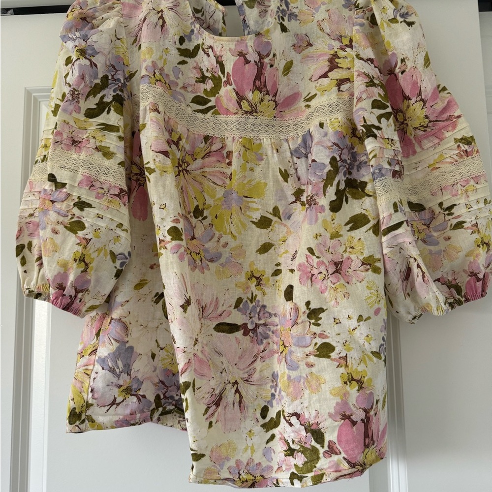 Sanctuary Floral Top with Ruffle Sleeves